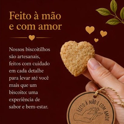 Mão segurando um biscoitilho em formato de coração